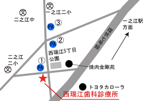 西瑞江歯科診療所マップ