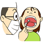 1．検査あなたのお口の健康状態をくわしく調べます。